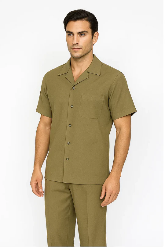 Mens Walking Suit in Color safari leisure suit casual Matching Shirt and Pants $99