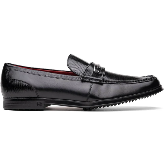 Marco Di Milano Black Hugo Lizard & Calfskin Bit Loafers