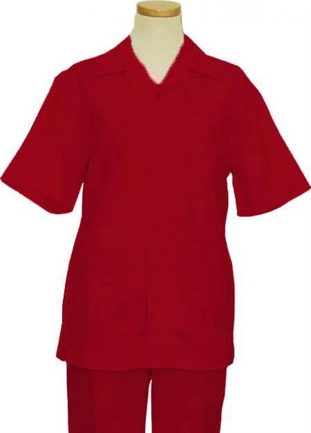 Linen Walking Suit Red