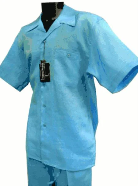 Mens Linen Walking Suit - "Turquoise" Summer Outfit - Mens Linen Suit