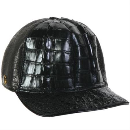 Genuine Ostrich World Best Alligator ~ Gator Skin Exotic Skin Baseball Cap Negro