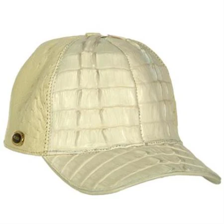 Genuine Ostrich World Best Alligator ~ Gator Skin Exotic Skin Baseball Cap Hueso