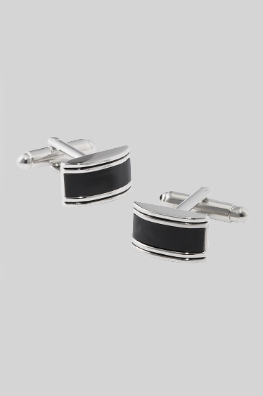 Silver and black cufflinks