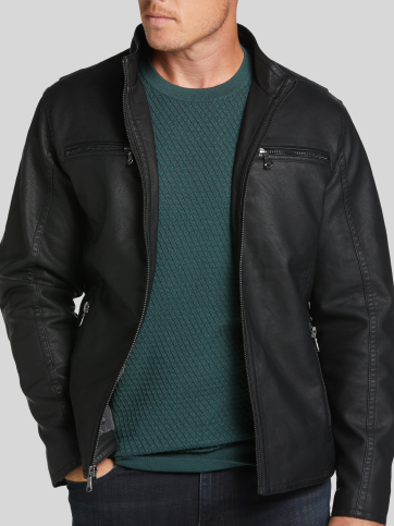 Modern Fit Faux Leather Moto Jacket