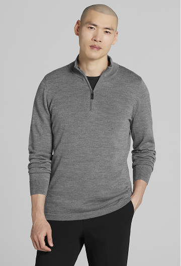 Merino Wool Quarter Zip Sweater