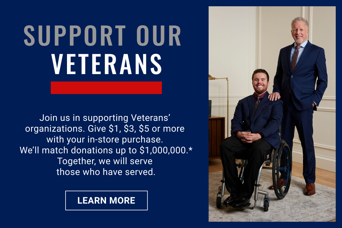 Support Our Veterans Join us in supporting Veterans’ organizations. Give $1, $3, $5 or more with your in-store purchase. We’ll match donations up to $1,000,000.* Together, we will serve those who have served. Learn More