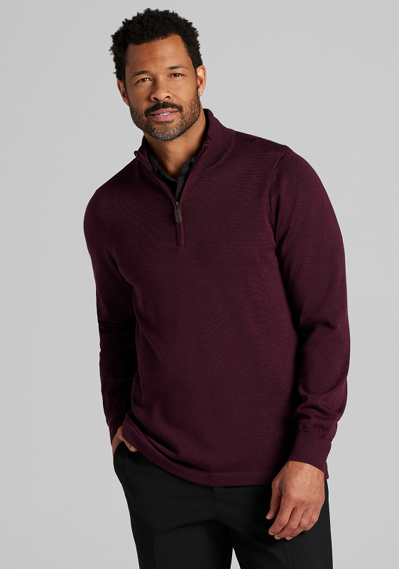 Merino Wool Quarter Zip Sweater