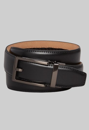 Black leather belt.