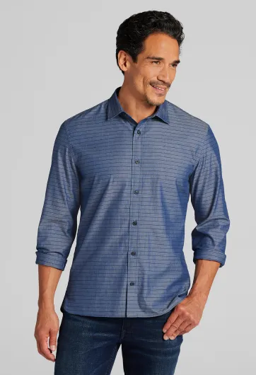 Modern Fit Horizontal Stripe Button Up Shirt