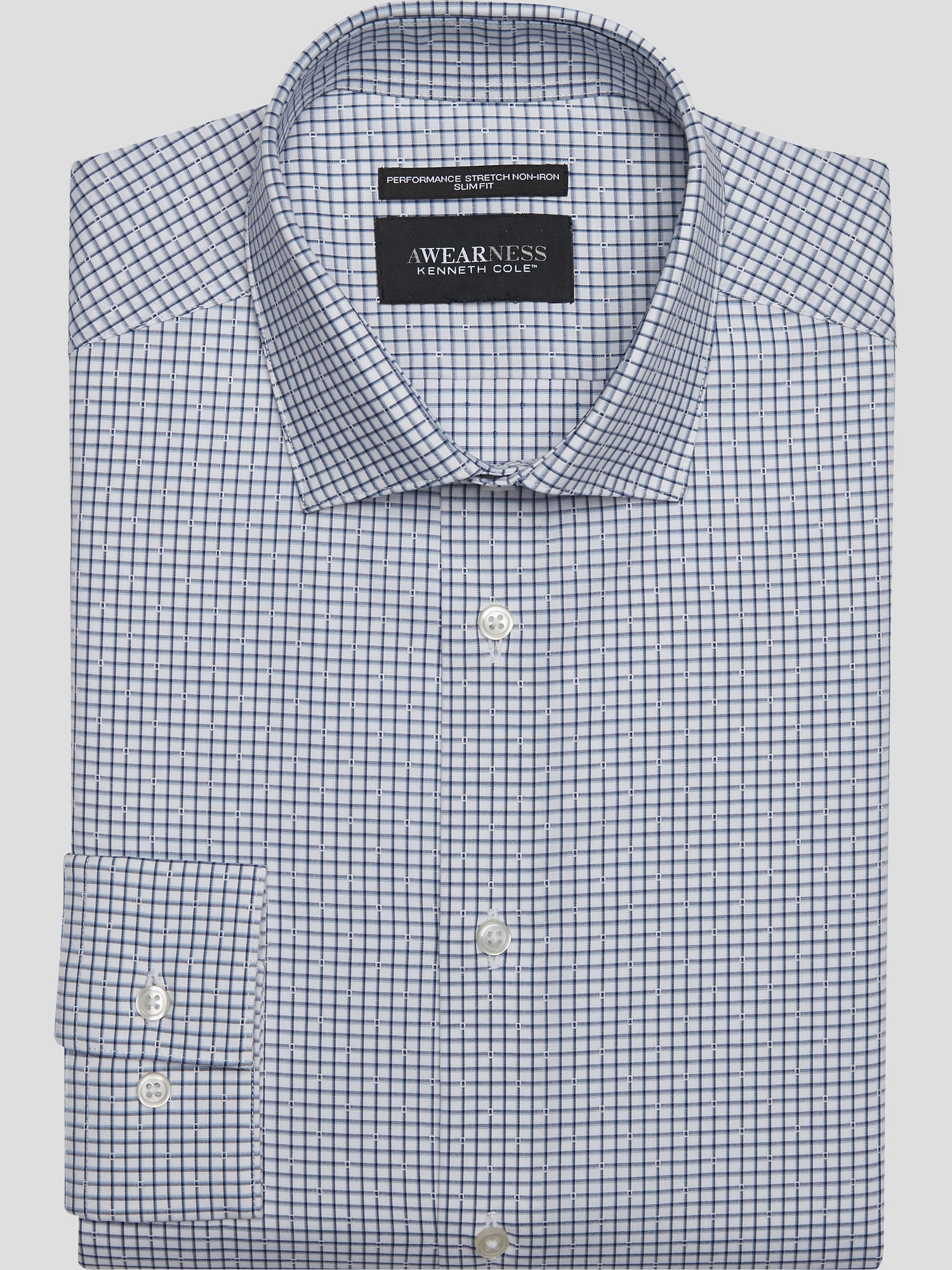 Awearness Kenneth Cole Slim Fit Ultra Performance Stretch Tattersall Dress Shirt