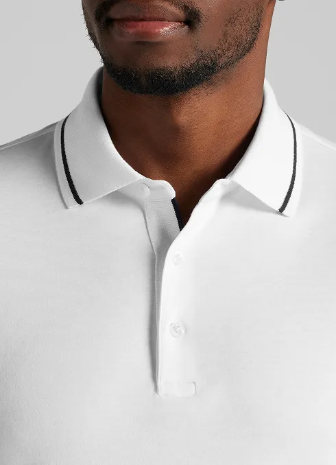 Joseph Abboud Modern Fit Cotton Modal Tipped Polo