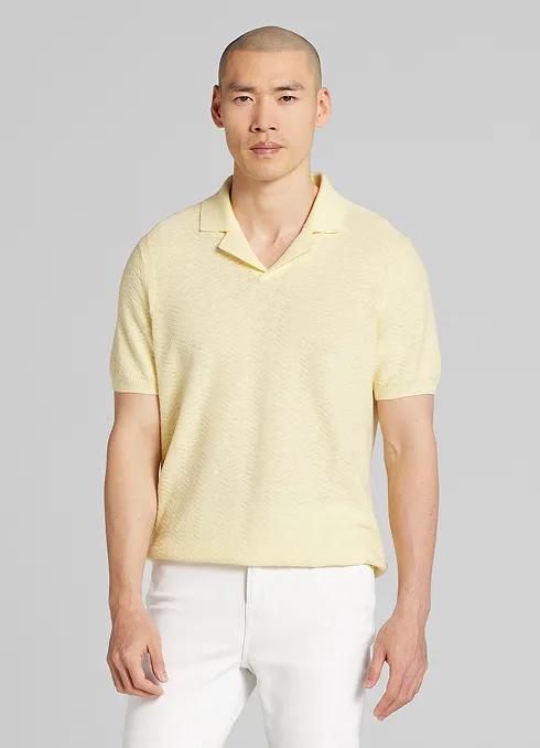 Joseph Abboud Linen Blend Camp Collar Polo Sweater