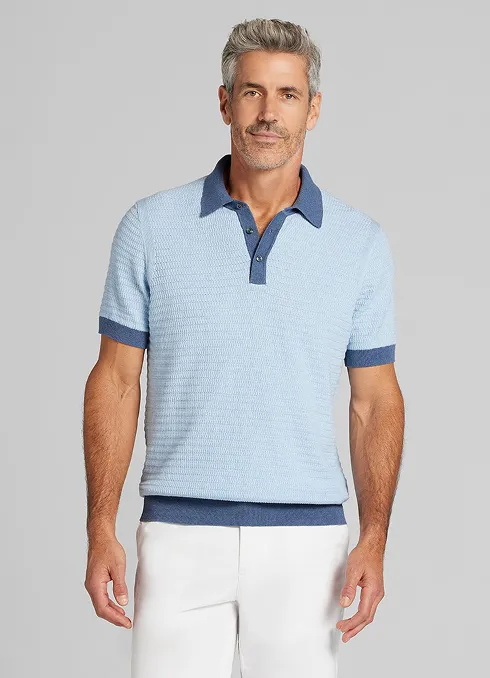 Joseph Abboud Contrast Collar Knit Polo Sweater