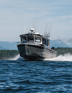 A boat going through the water