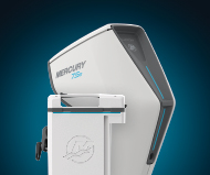 A white mercury motor is against a blue background