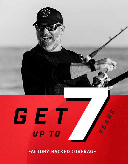 Get up to 7 years of factory-backed coverage. Image of a man fishing.
