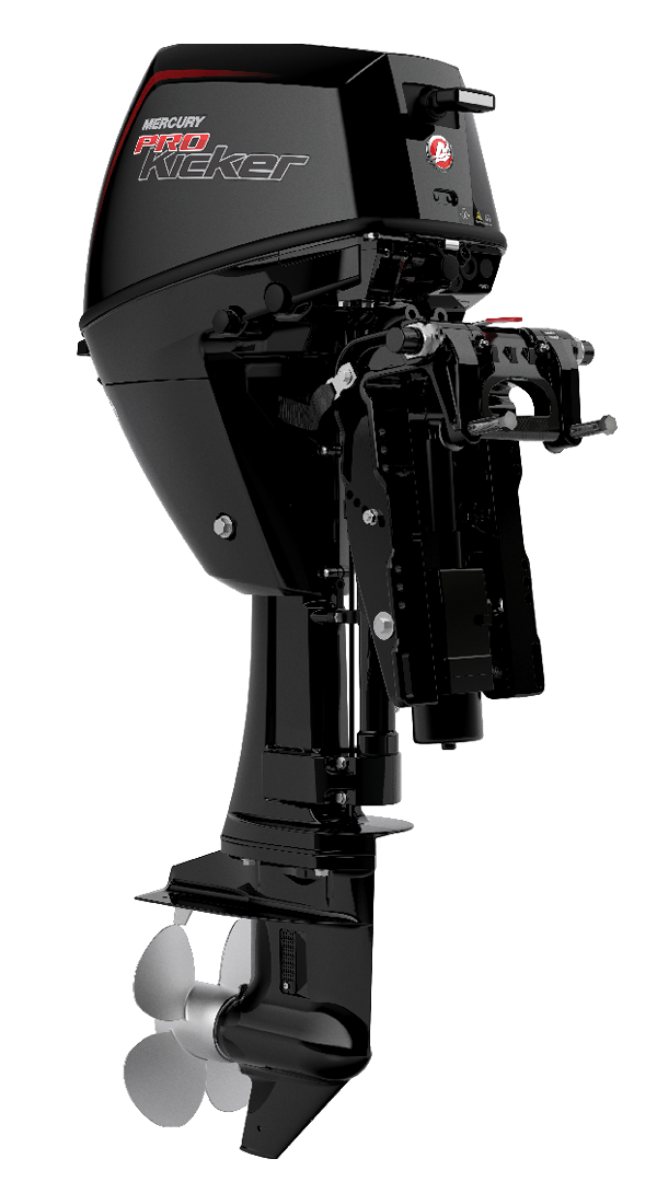 A Mercury ProKicker outboard motor.