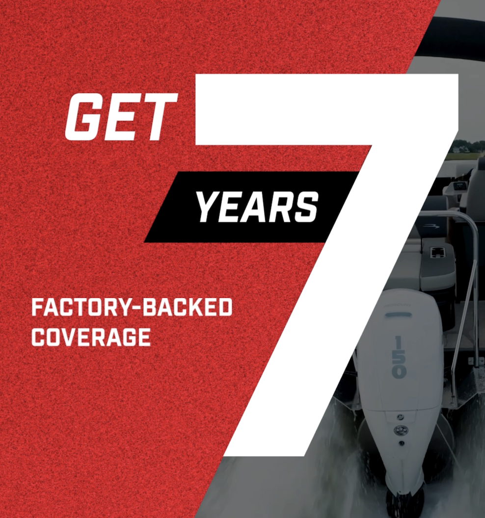 Get 7 years of factory-backed coverage when you purchase a new 2.5-400hp Mercury outboard. Offer valid through 7/10.