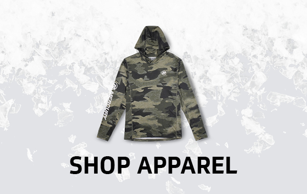 Camouflage hoodie with "MERCURY" on the sleeve and "SHOP APPAREL" text.