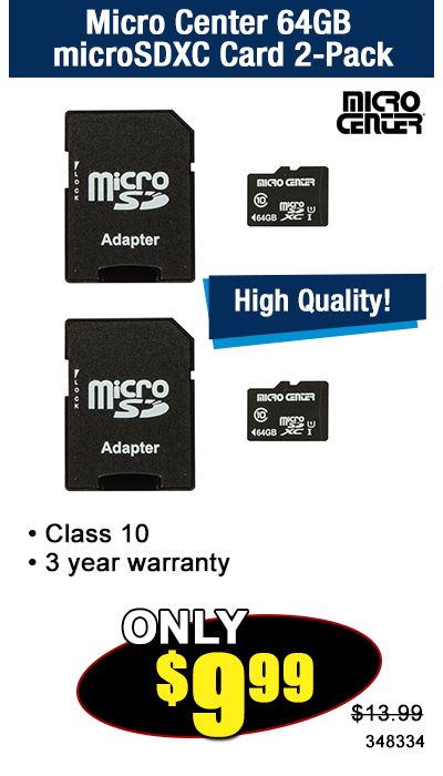 Micro Center 64GB microSDXC Card 2-Pack