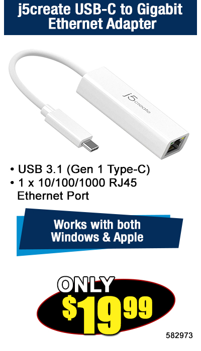 j5create USB-C to Gigabit Ethernet Adapter
