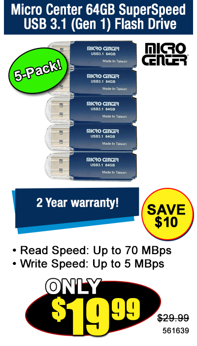 Micro Center 64GB SuperSpeed USB 3.1 (Gen 1) Flash Drive - Shop Now