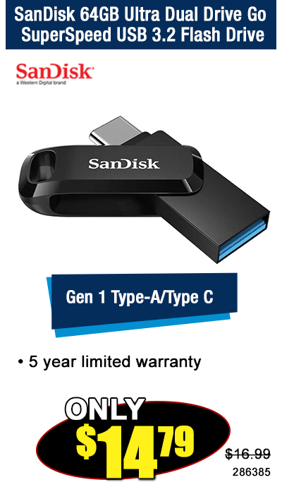 SanDisk 64GB Ultra dual Drive Go SuperSpeed USB 3.1 Flash Drive