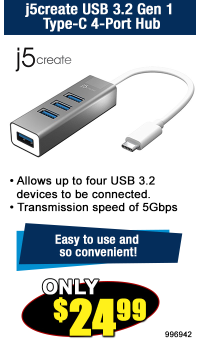 j5create USB 3.2 Gen 1 Type-C 4-Port Hub