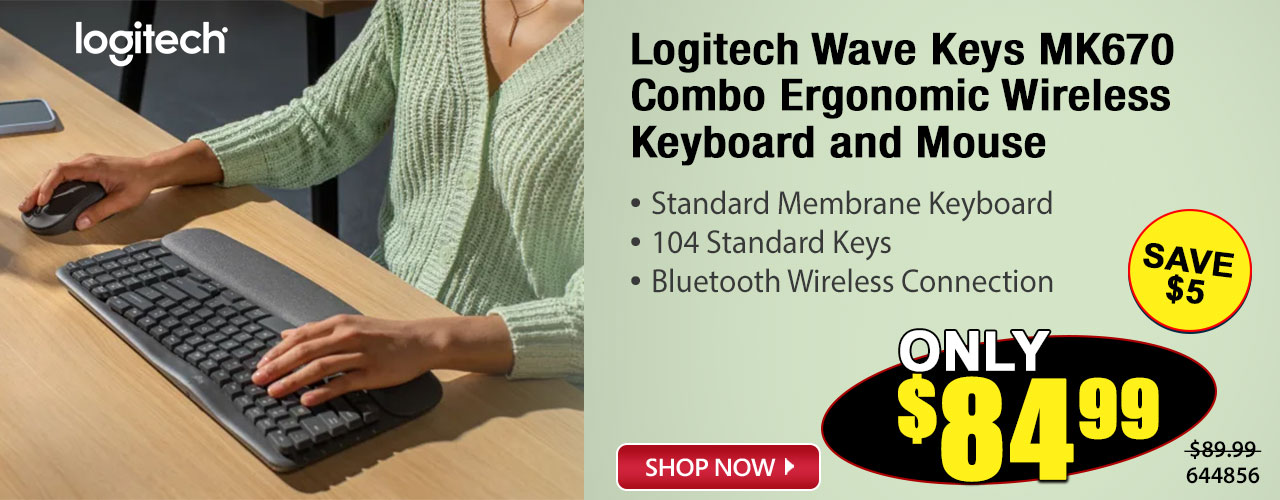 Logitech Wave Keys MK670 Combo Ergonomic Wireless Keyboard and Mouse - Shop Now