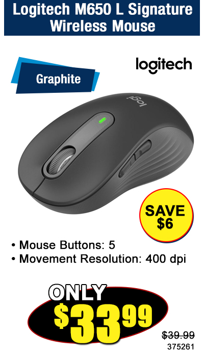 Logitech M650 L Signature Wireless Mouse