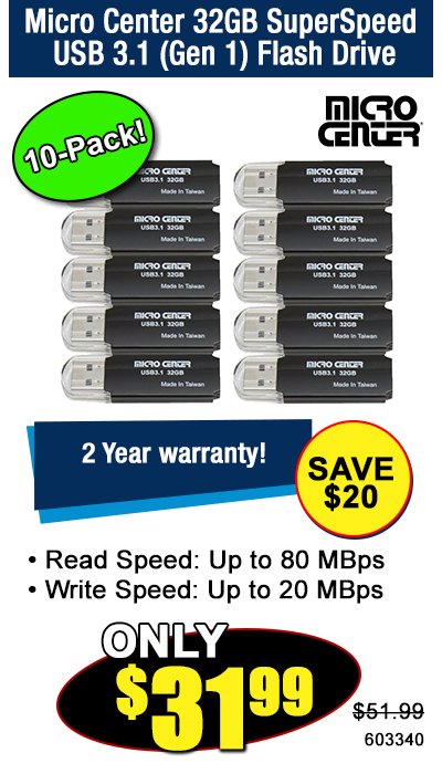 Micro Center 32GB SuperSpeed USB 3.1 (Gen 1) Flash Drive