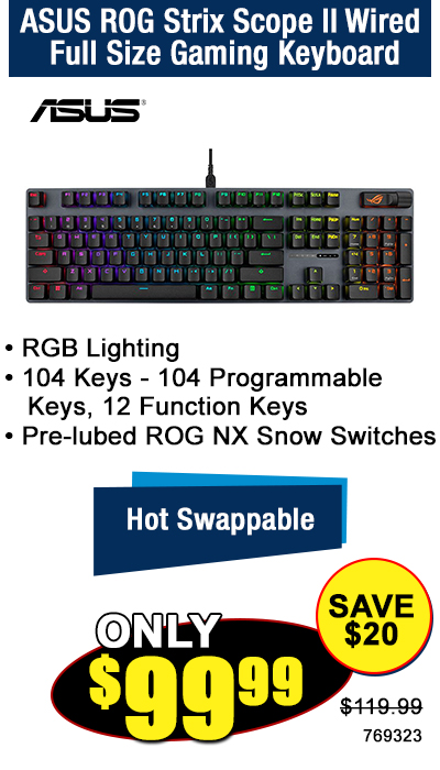 ASUS ROG Strix Scope ll Wired Full Size Gaming Keyboard