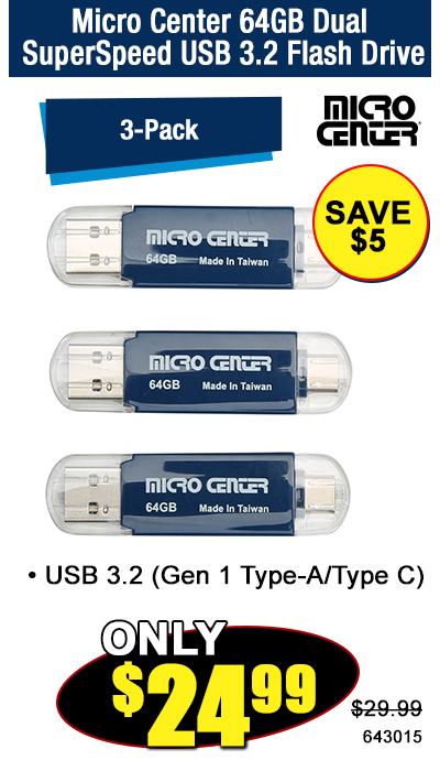 Micro Center 64GB Dual SuperSpeed USB 3.2 Flash Drive