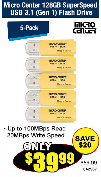 Micro Center 128GB SuperSpeed USB 3.1 (Gen 1) Flash Drive