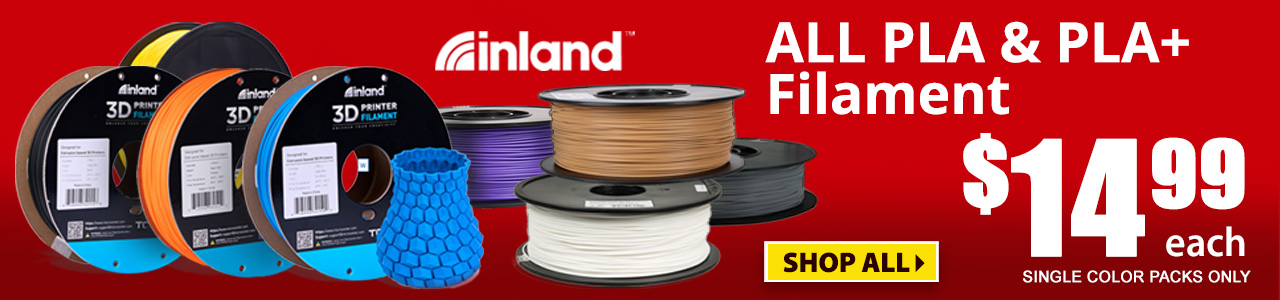 Inland PLA Filament only $14.99 each