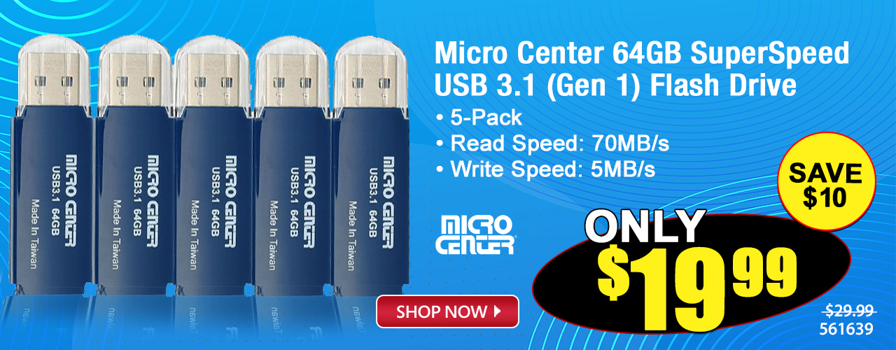 Micro Center 64GB SuperSpeed USB 3.1 (Gen 1) Flash Drive - shop Now