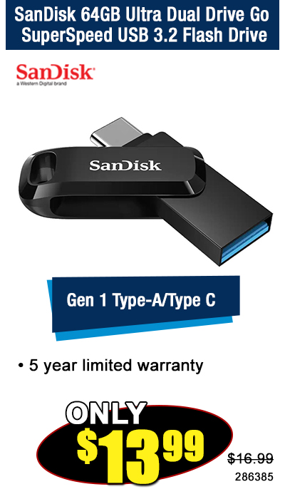 SanDisk 64GB Ultra dual Drive Go SuperSpeed USB 3.1 Flash Drive
