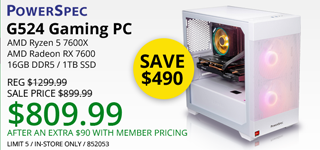 PowerSpec G524 Gaming Desktop