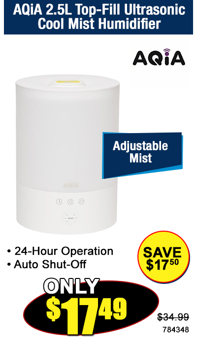 AQiA 2.5L Top-Fill Ultrasonic Cool Mist Humidifier
