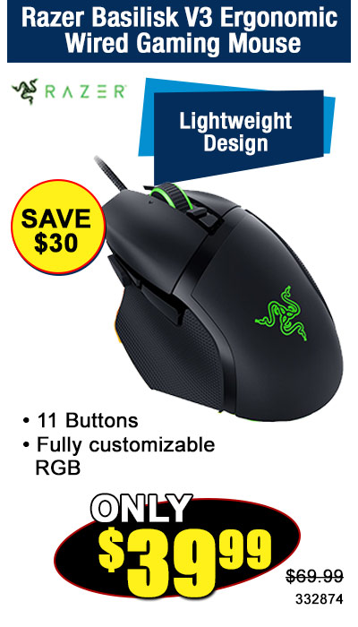 Razer Basilisk V3 Ergonomic Wired Gaming Mouse