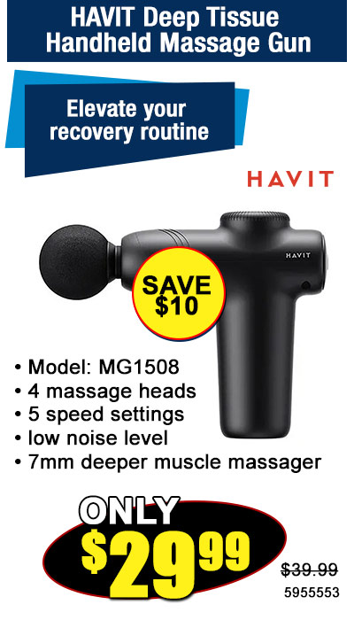 HAVIT MG1508 Deep Tissue Handheld Massage Gun with 4 Massage Heads