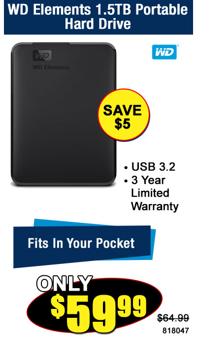 WD Elements 1.5TB Portable Hard Drive