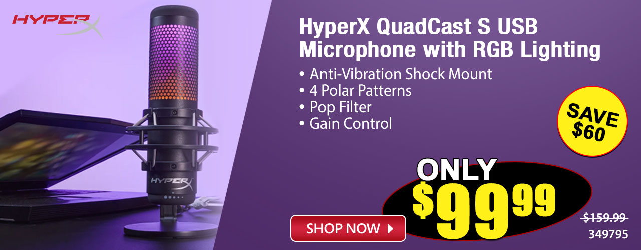 HyperX QuadCast S USB Microphone with RGB Lighting - Shop Now