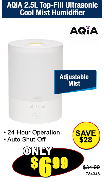 AQiA 2.5L Top-Fill Ultrasonic Cool Mist Humidifier