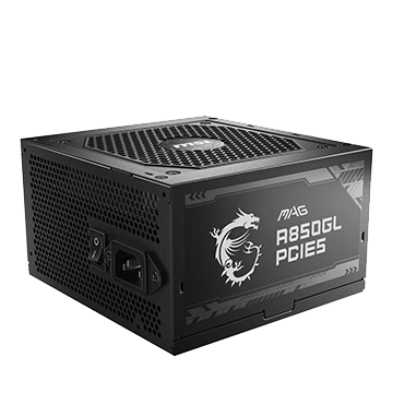 MSI MAG A850GL PCIE5 850 Watt 80 Plus Gold ATX Fully Modular Power Supply