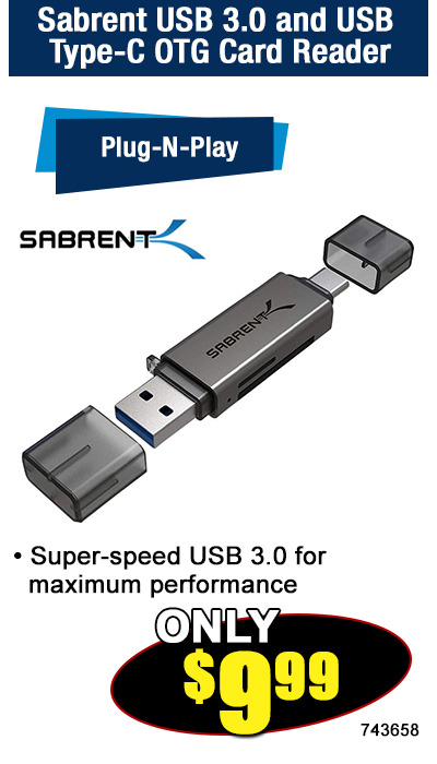 Sabrent USB 3.0 and USB Type-C OTG Card Reader