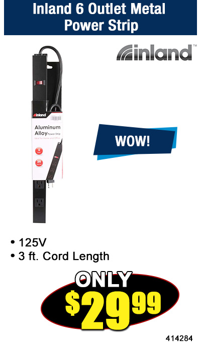 Inland 6 Outlet Metal Power Strip