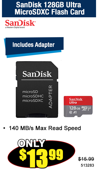 SanDisk 128GB Ultra MicroSDXC Flash Card
