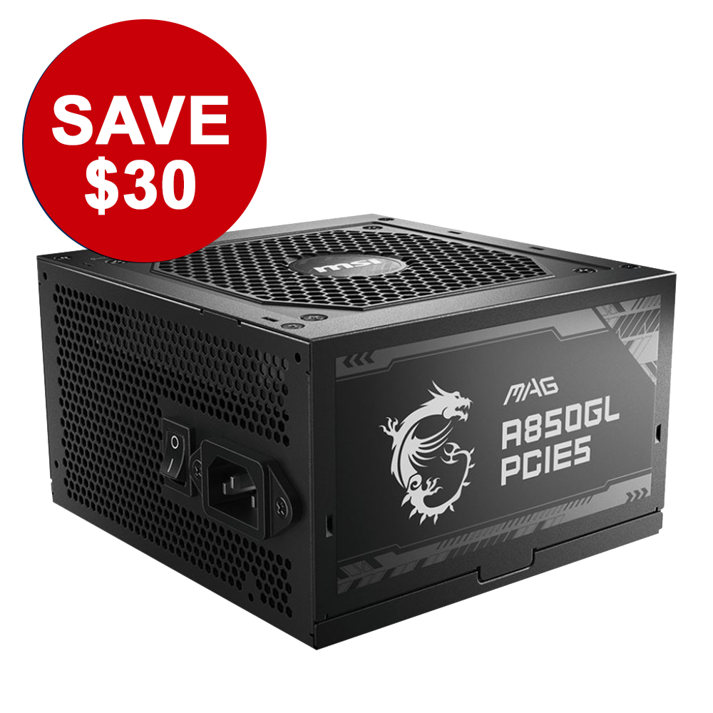 MSI MAG A850GL PCIE5 850 Watt 80 Plus Gold ATX Fully Modular Power Supply