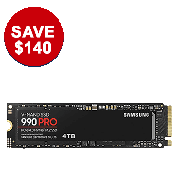Samsung 990 PRO 4TB Samsung V NAND TLC NAND PCIe Gen 4 x4 NVMe M.2 Internal SSD